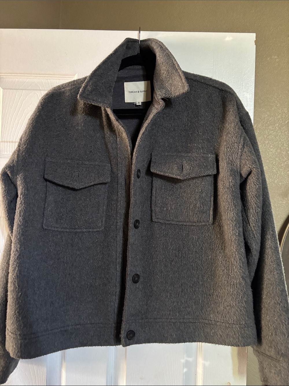 Thread & Supply Charcoal Button-Front Shirt Jacket